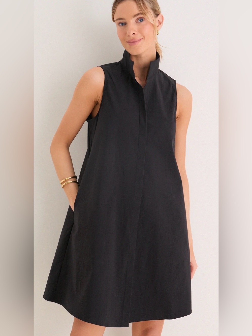 Tuckernuck Charlie Black Sleeveless Button Front A-Line Dress Small - Picture 2 of 11